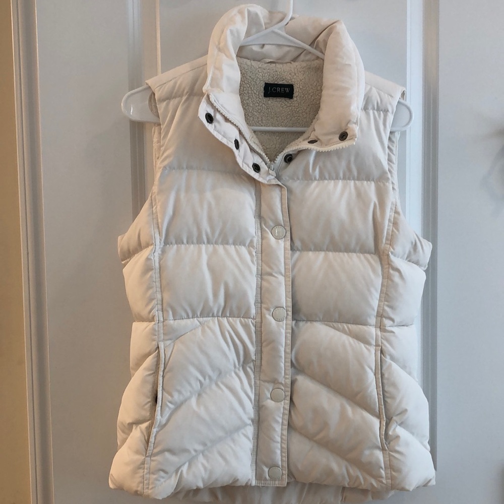J Crew white puffer vest.
